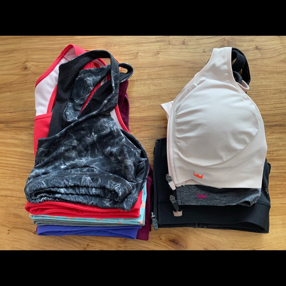 Used 9 sport bras NIKE, SHEFIT, LULULEMON,+ XL-XXL